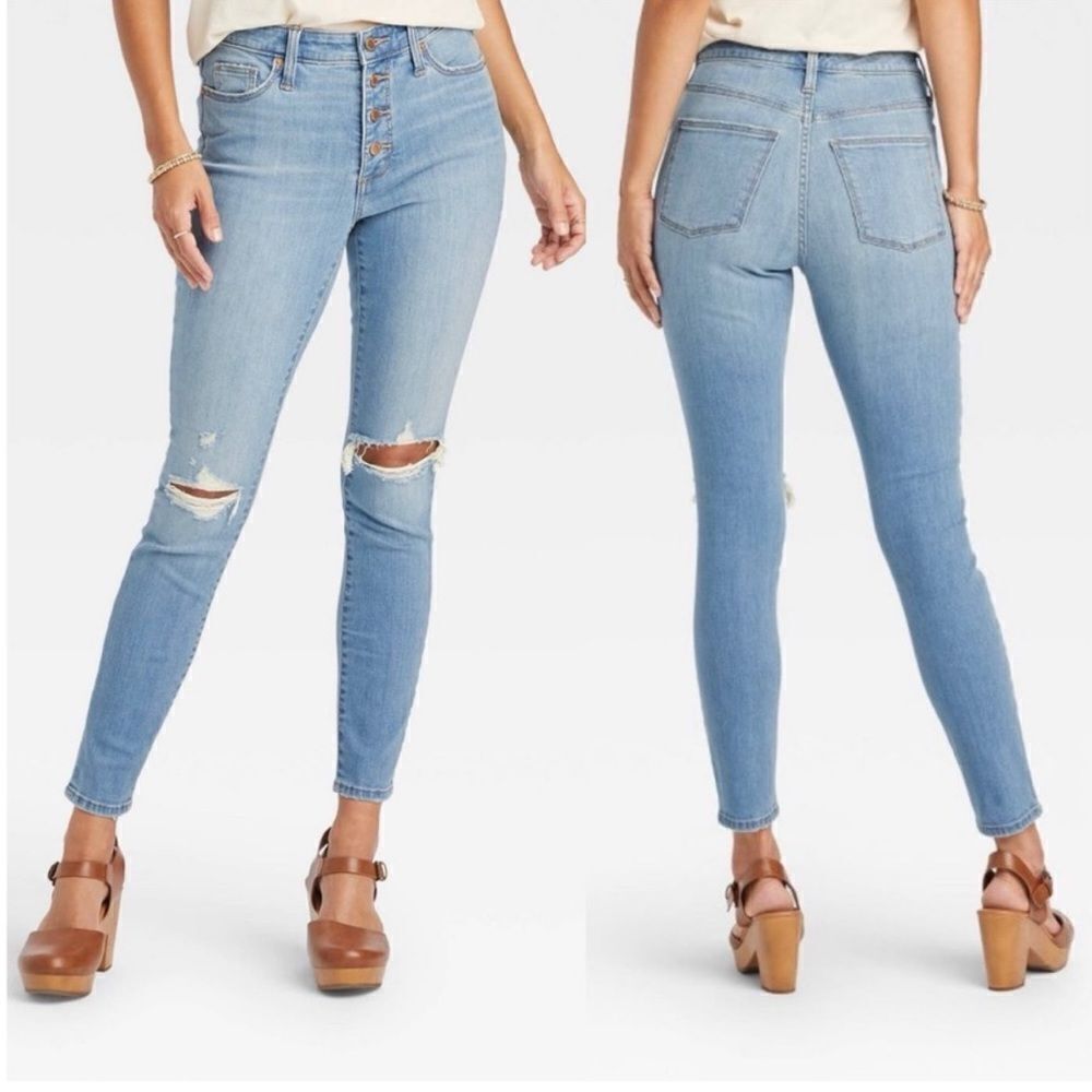 NWT Universal Thread High‎ Rise Skinny Jeans Distressed Size 6 long C16